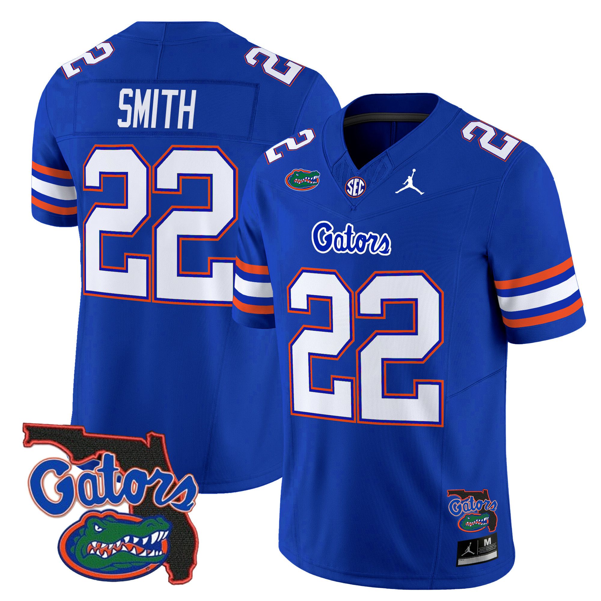 Men Florida Gators #22 Smith Blue 2024 Florida Patch Vapor Limited NCAA Jersey style 1